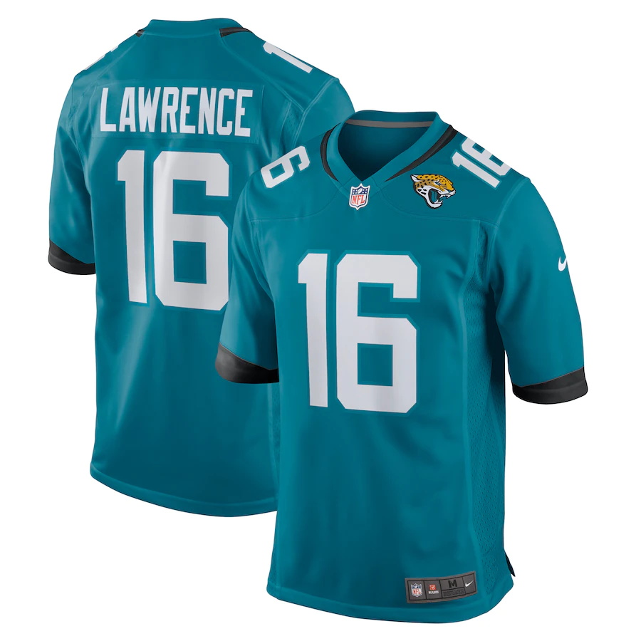 Mens Jacksonville Jaguars #16 Trevor Lawrence Nike Teal 2021 NFL Draft First Round Pick Game Jersey
